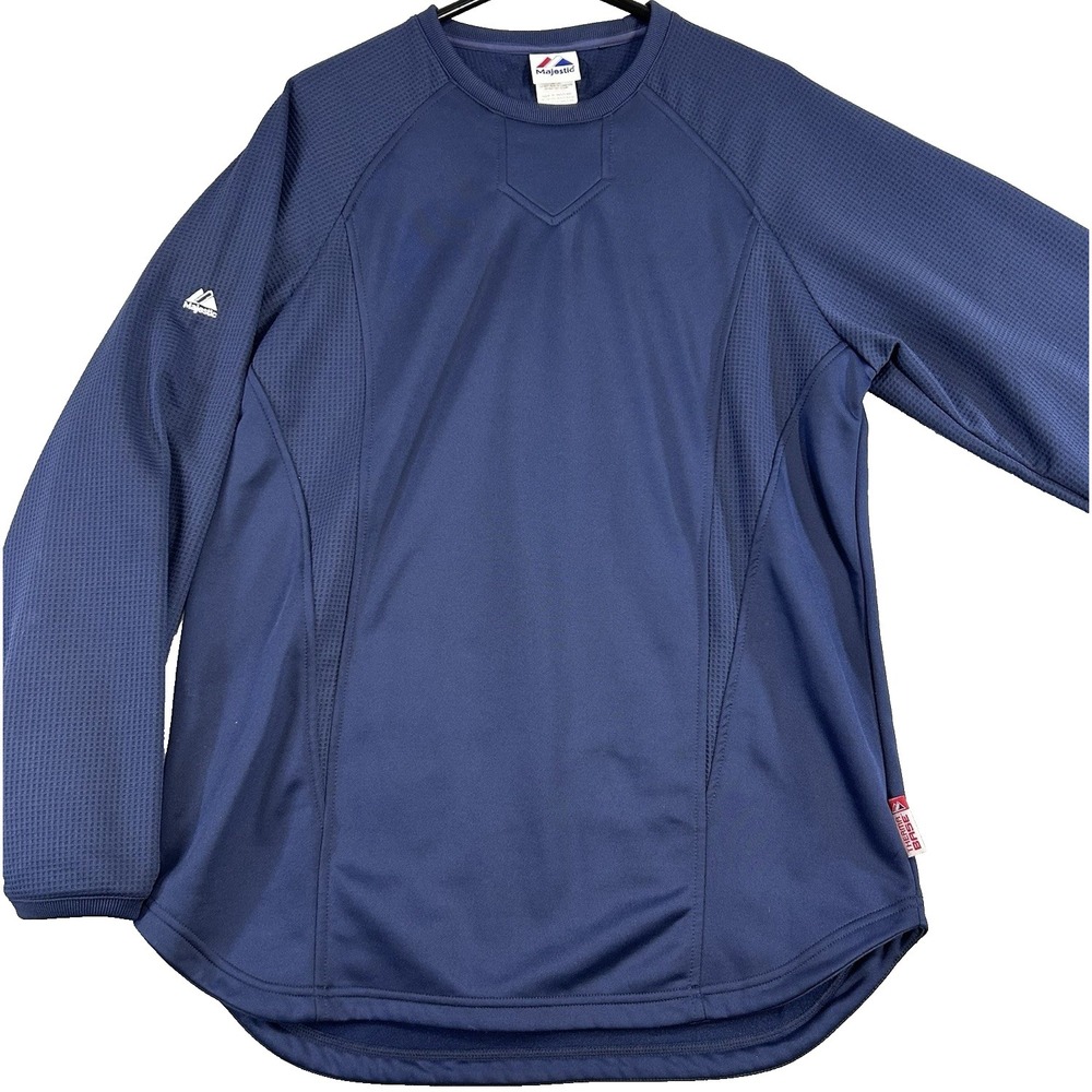 Majestic Mens Navy Blue Majestic Baseball Pullover Jersey Therma Base M